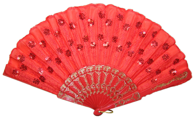 Barock Fächer mit Glitzer Pailletten | Zubehör Party Festival Karneval Kostüm