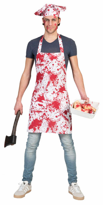 Blutiges Metzger Koch Halloween Kostüm | Schürze und Kochmütze