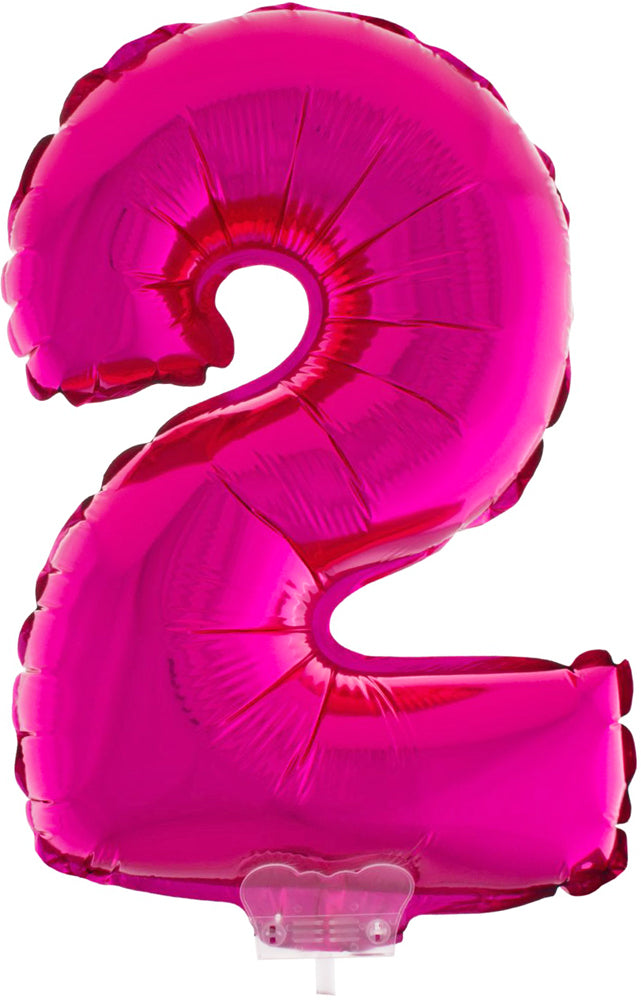 Zahlen Folienballon 41 cm mit Stab - Pink | Dekoration Geburtstag Jahrestag