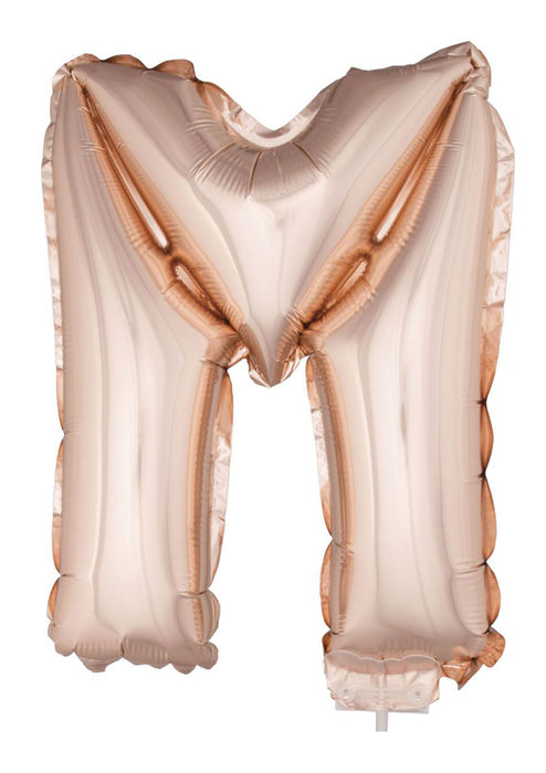 Buchstaben Folienballon mit Stab 41 cm - Roségold Buchstabe M