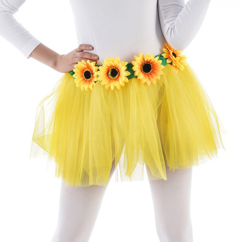 Tüll Rock mit Sonnenblumen - Gelb | Party Zubehör Gärtner Hippie Kostüm