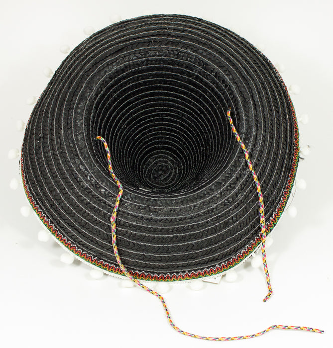 Kinder Mexikaner Sombrero mit Troddeln - Ø 25 cm | Schwarz