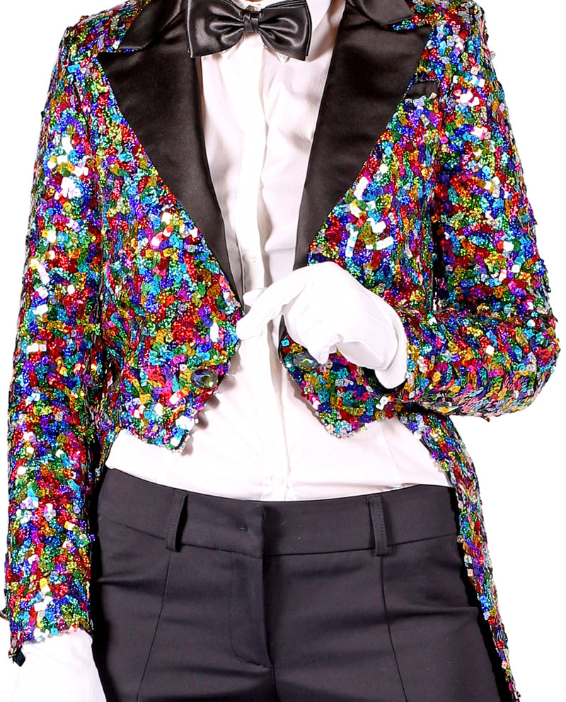 Glitzer Pailletten Frack für Damen | Multicolor