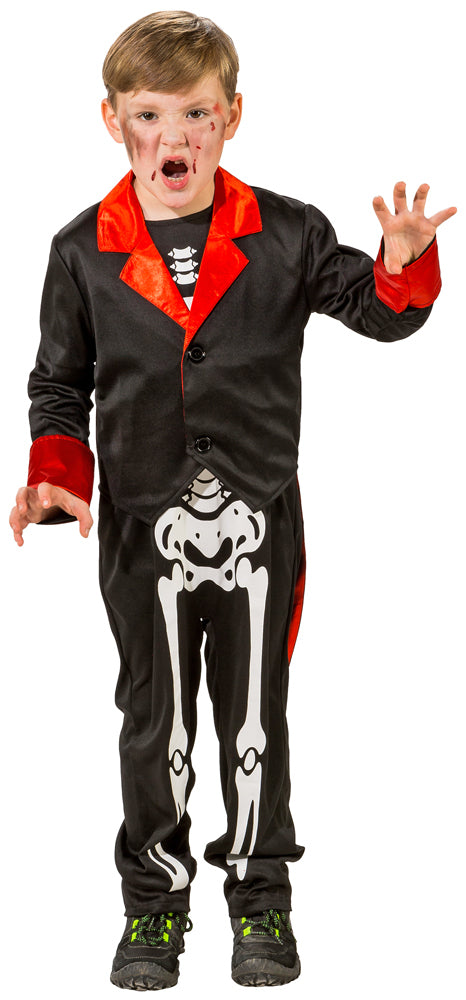 Skelett Kostüm mit Frack für Kinder