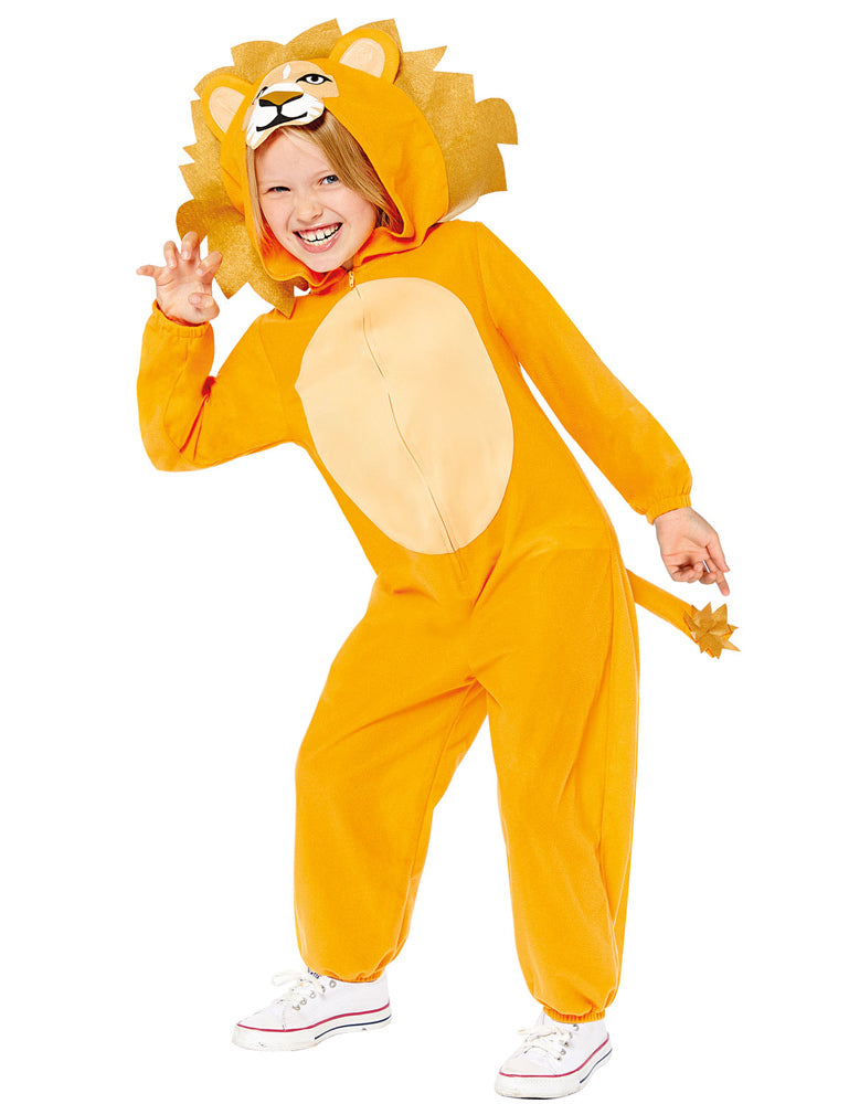 Löwen Kostüm für Kinder - Onesie | Overall Tierkostüm Zoo Safari