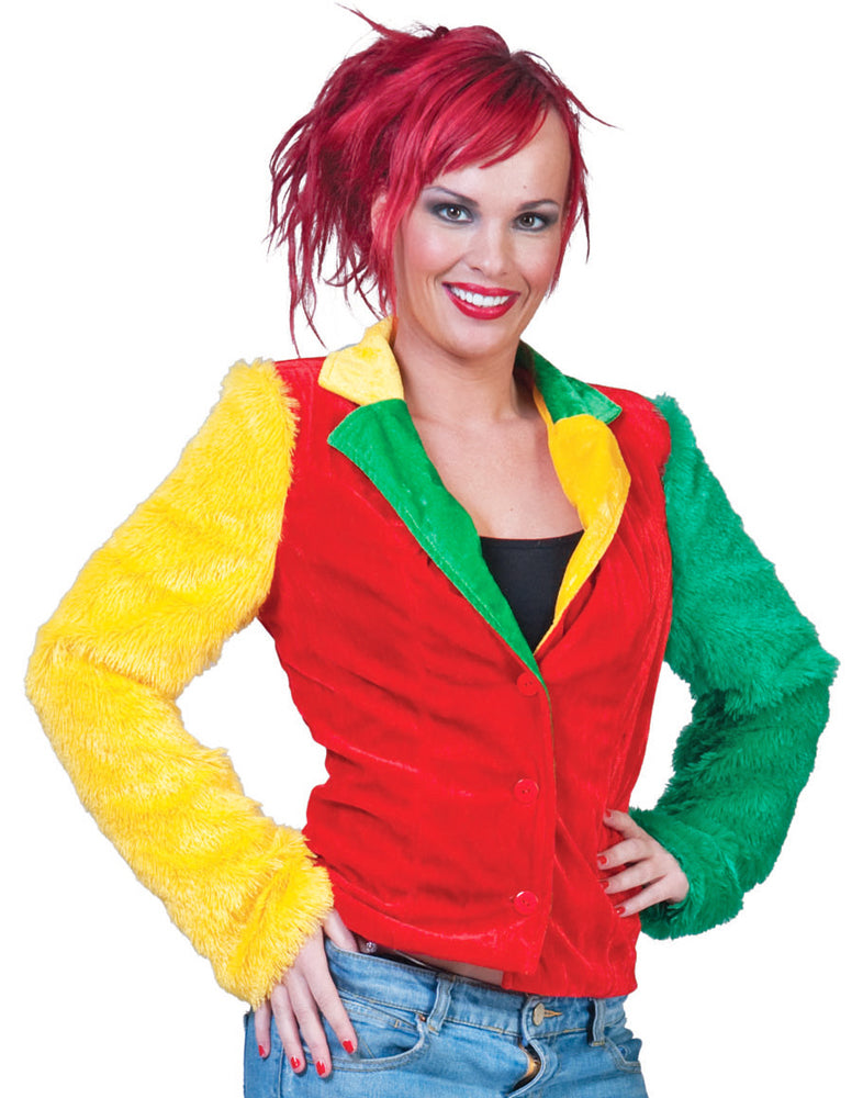 Hippie Jacke Grace in Plüsch-Optik für Damen - Mehrfarbig