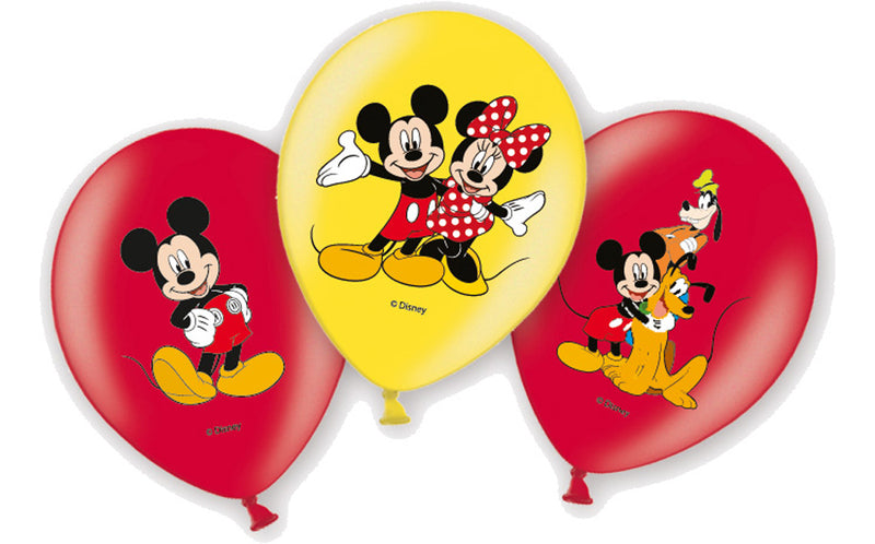 6 Luftballons Disney Mickey Mouse - Tolle farbige Ballons Party Deko Artikel Latexballons