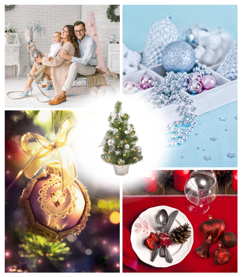 Geschmückter Weihnachtsbaum mit 20er LED Lichterkette - 50cm | 20258 - Silber