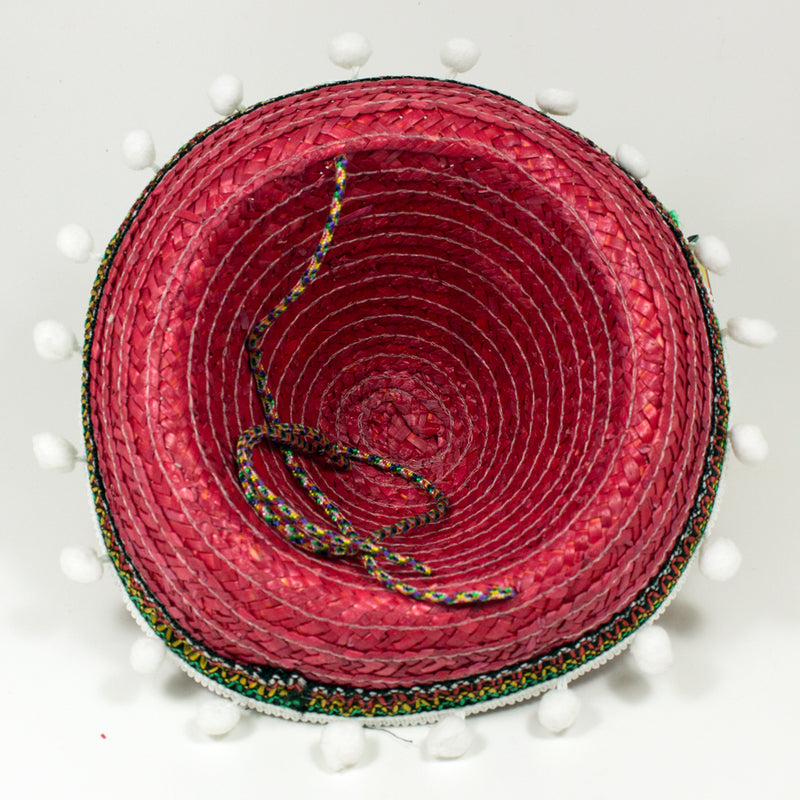 Kinder Mexikaner Sombrero mit Troddeln - Ø 25 cm | Rot