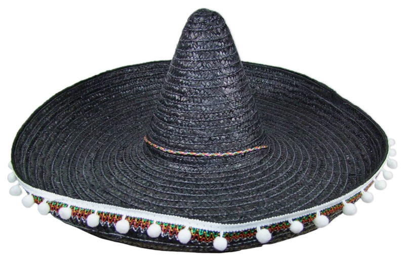 Mexikaner Sombrero mit Troddeln - 60 cm Durchmesser | Schwarz