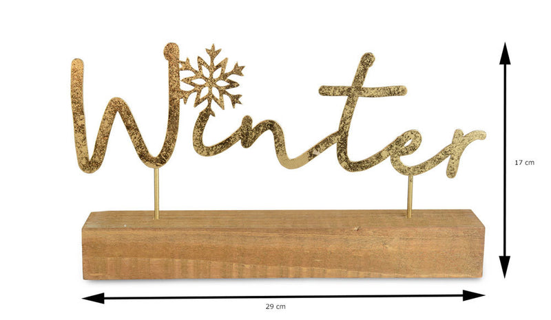 Riffelmacher Schriftzug auf Holzsockel "Winter" 29 x 17 cm 18822 - Gold