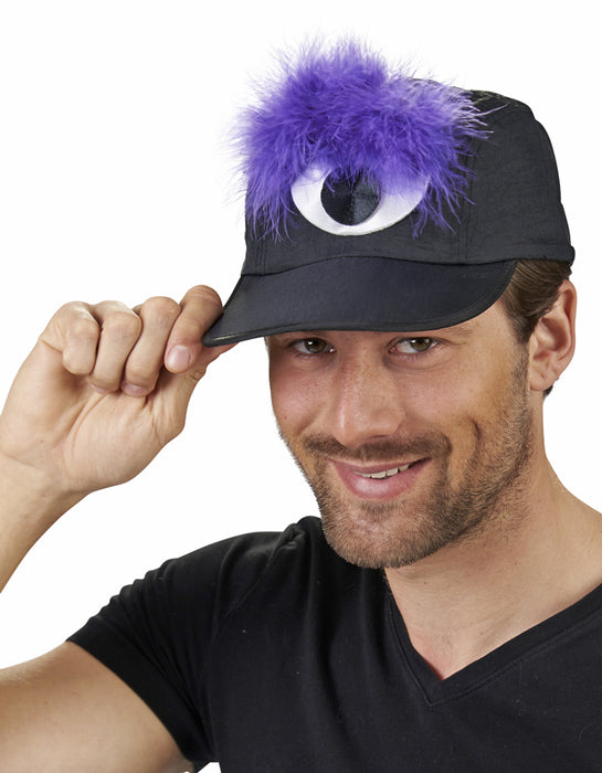 Basecap mit Auge und Federn - Schwarz / Lila