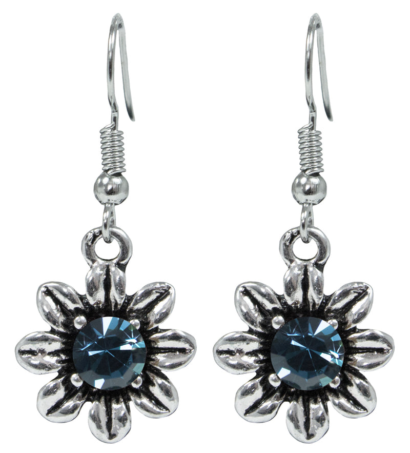 Blumen Collier mit Ohrhängern - Ozeanblau