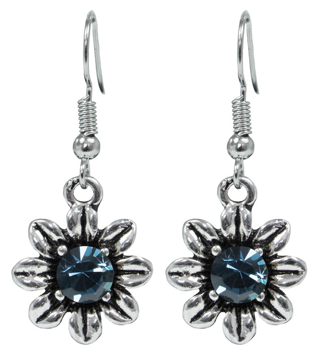 Blumen Collier mit Ohrhängern - Ozeanblau