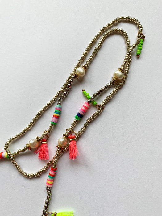 Verspielte Fashion Brillenkette Maskenkette Boho Gold
