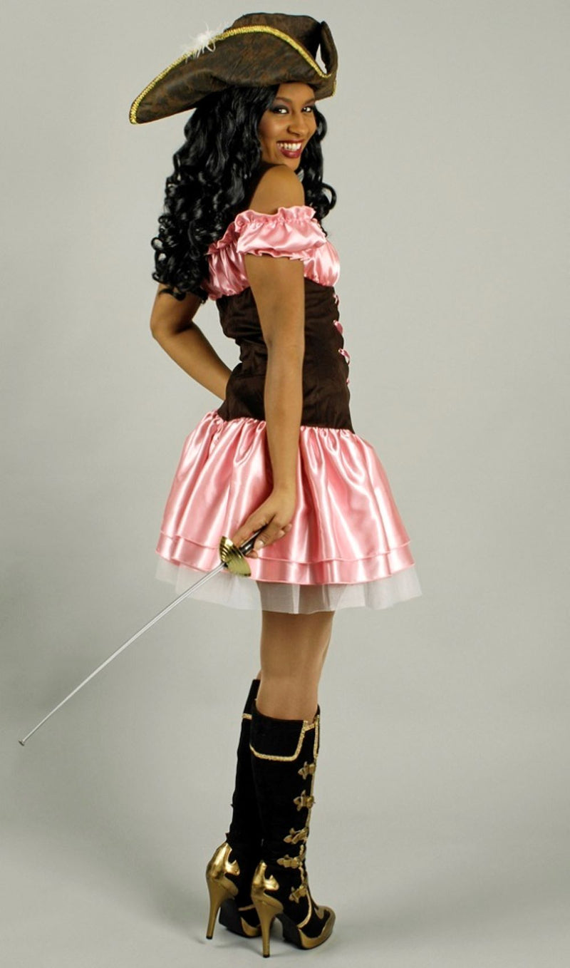 Piratin Kostüm "Bonny Anne" für Damen | Piratenkostüm Pink Braun