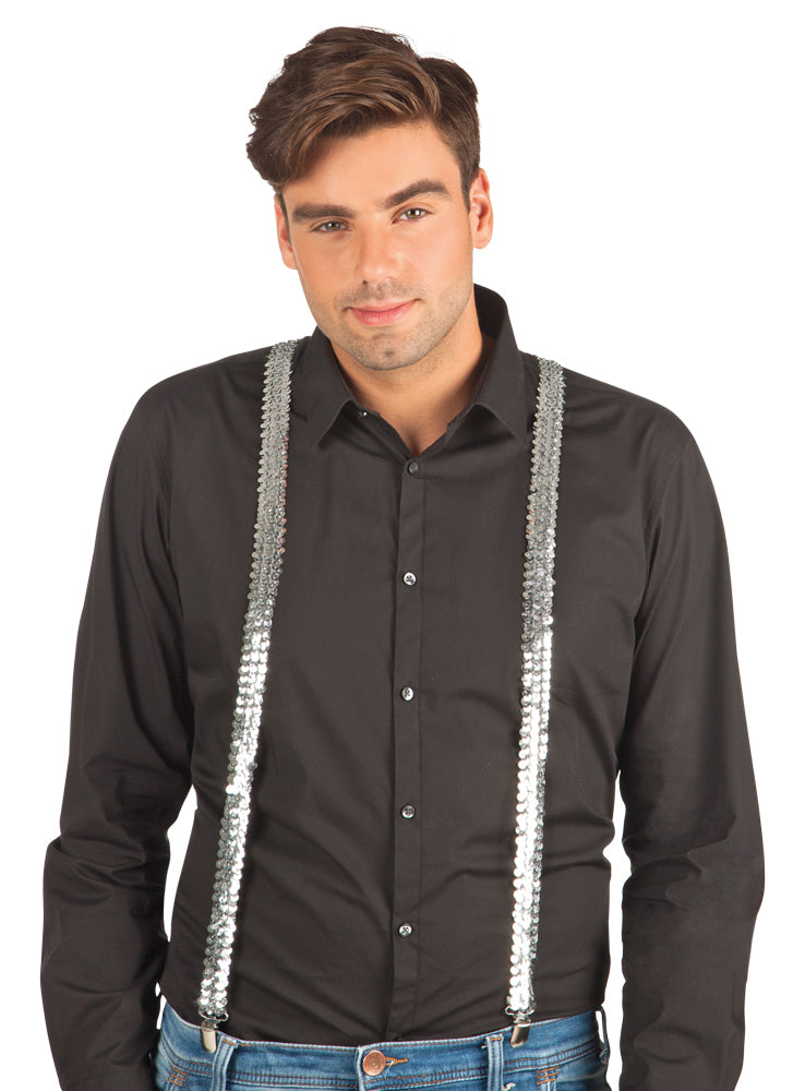 Hosenträger Michel mit Pailletten - Silber