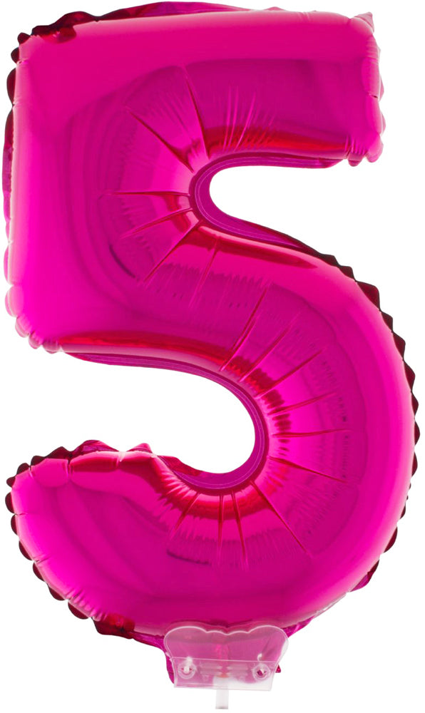 Zahlen Folienballon 41 cm mit Stab - Pink | Dekoration Geburtstag Jahrestag