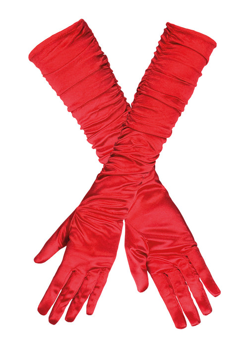 Handschuhe Hollywood Satin Rot Damen 40 cm
