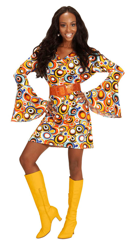 70er Jahre Retro Kostüm Kleid "Bubbles" für Damen | Bunt