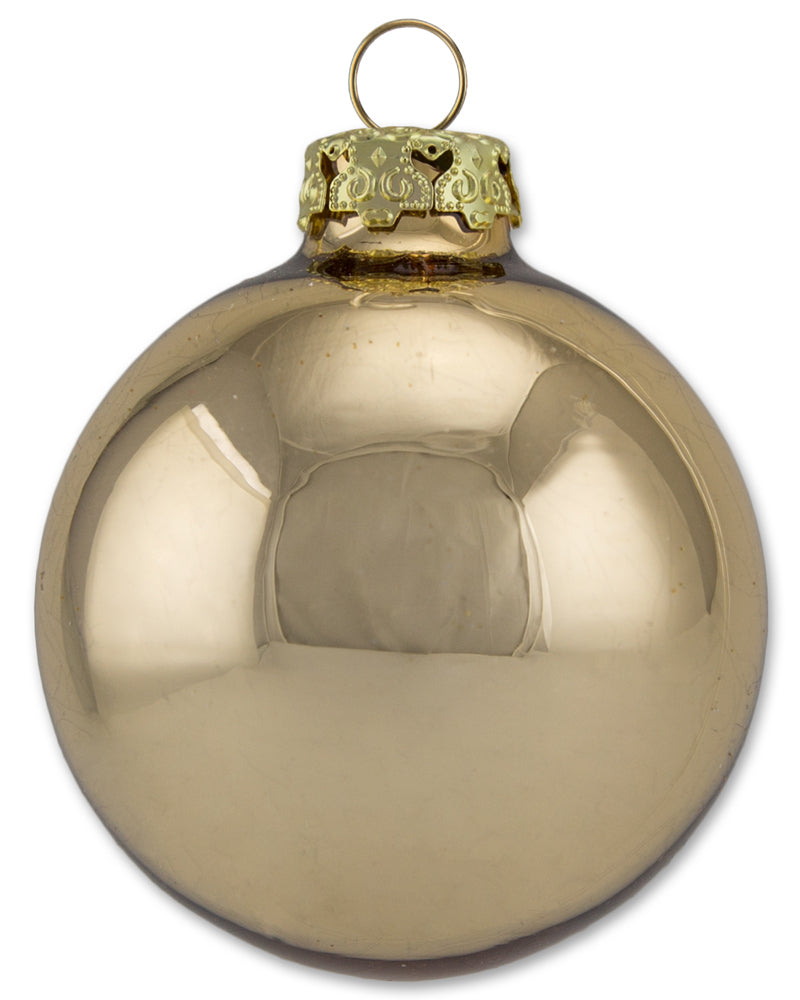 Thüringer Glasdesign Weihnachtskugel-Set 6cm 12-tlg. - Gold mit Glitzer Dekor Kerze - A012-0606-1340