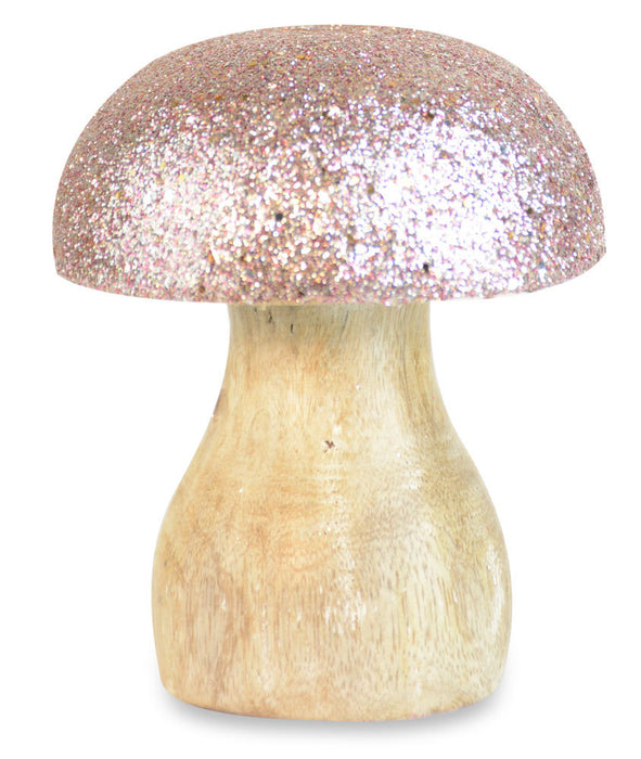 Riffelmacher Dekoration "Pilz" Mangoholz 74583 - 7cm - Utopiaglitter Rosa