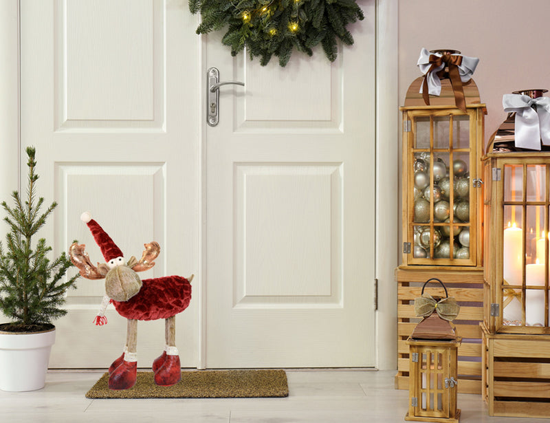Riffelmacher Elch Rentier Dekofigur 38 x 48 cm 74706 | Braun / Rot - Weihnachten Adventsdekoration