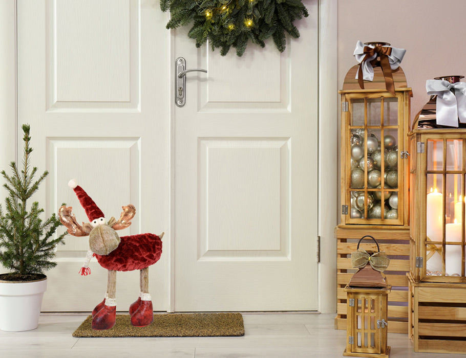 Riffelmacher Elch Rentier Dekofigur 38 x 48 cm 74706 | Braun / Rot - Weihnachten Adventsdekoration