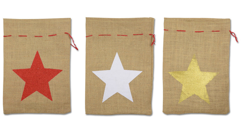 Riffelmacher Nikolaus Jutesack 25 x 35 cm "Stern" 19160 | Natur Weiß