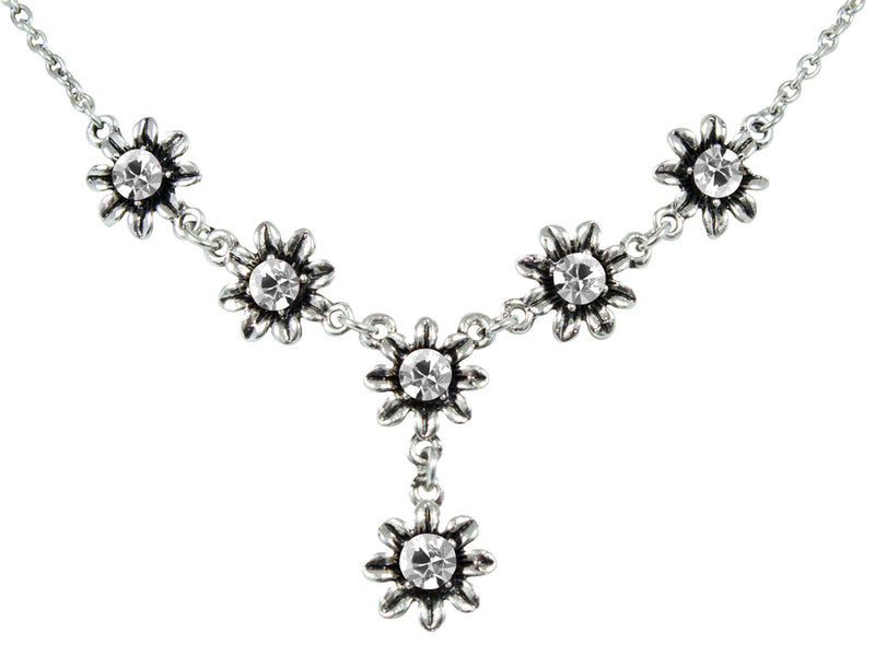 Blumen Collier mit Ohrhängern - Kristall