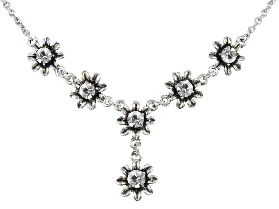 Blumen Collier mit Ohrhängern - Kristall