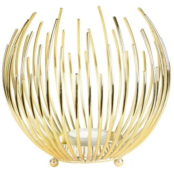 Riffelmacher Teelichthalter Strahlenkugel 11719 | Gold Silber - Kerzenhalter Windlicht