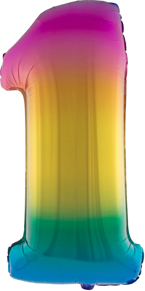 XXL Zahlen Folienballon 100 cm - Regenbogen 1