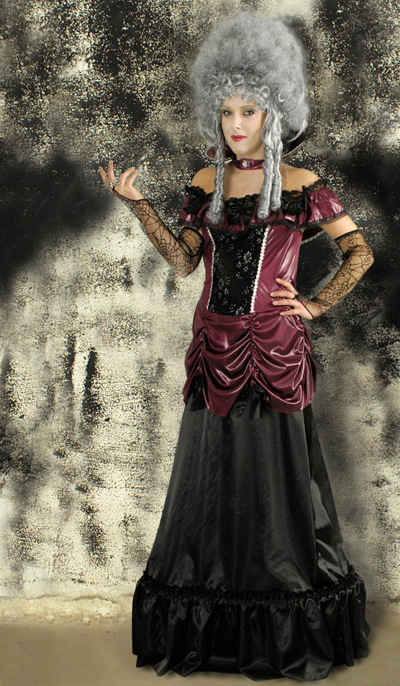 Vampir Kostüm "Catherine" für Damen - Kleid mit Reifrock | Bordeaux