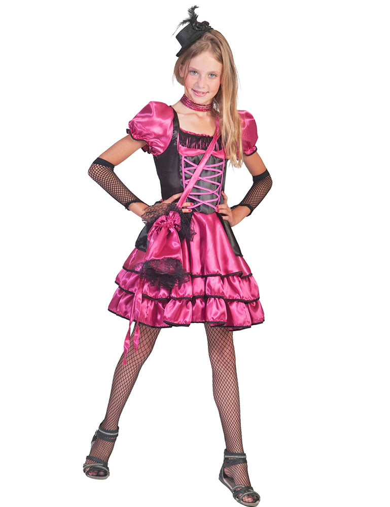 Can Can Girl Kostüm "Stella" für Mädchen - Pink Schwarz | Western Cowboy Kinderkostüm