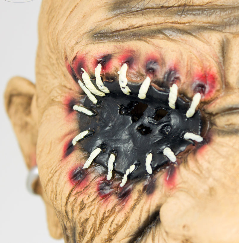 Zombie Irokese Maske mit zugenähtem Mund