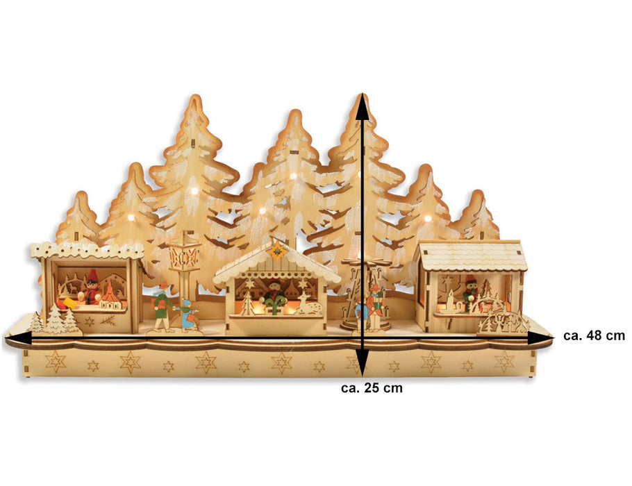 Riffelmacher Fensterleuchter Weihnachtsmarkt 48 x 25 cm 76367 | Natur - Holz Handwerkermarkt Weihnac