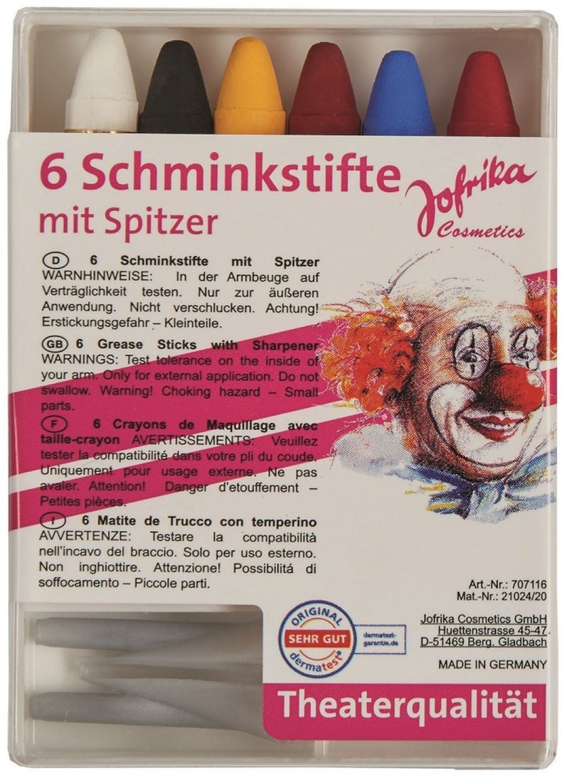 Jofrika - 6 Schminkstifte mit Spitzer in Theaterqualität 707116