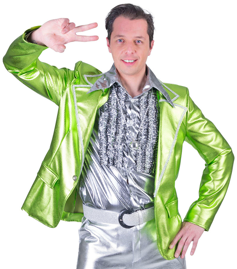 Disco Fever Metallic Kostüm Jacke für Herren - Neongrün