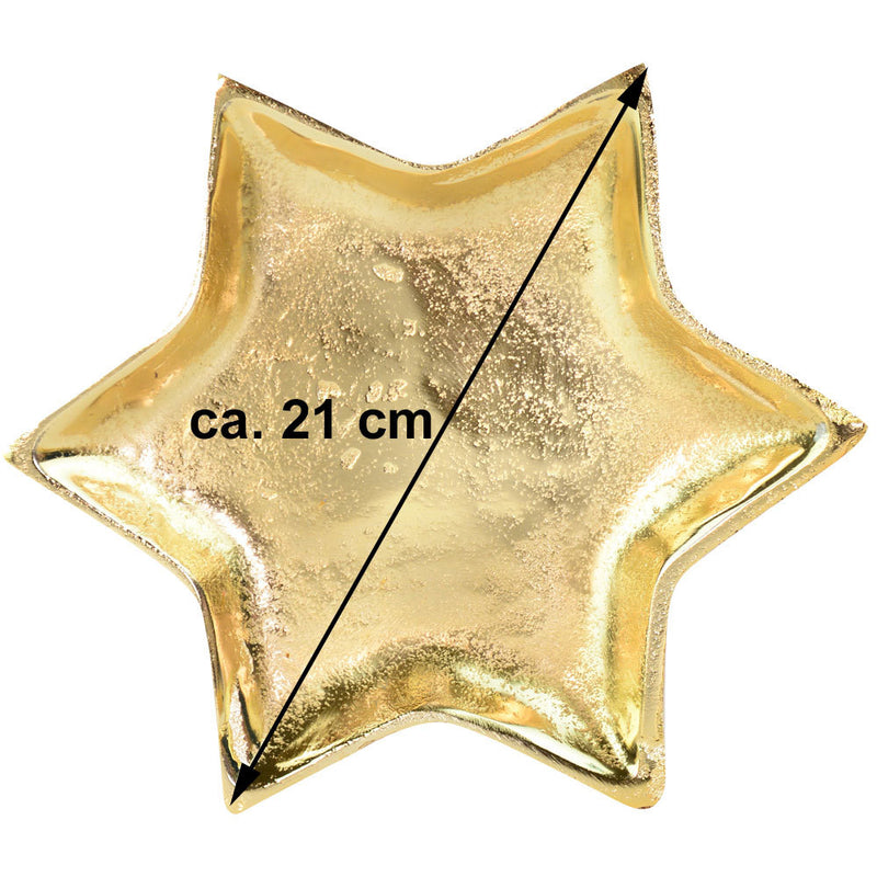 Stern Dekoteller aus Metall Ø21 cm | Gold
