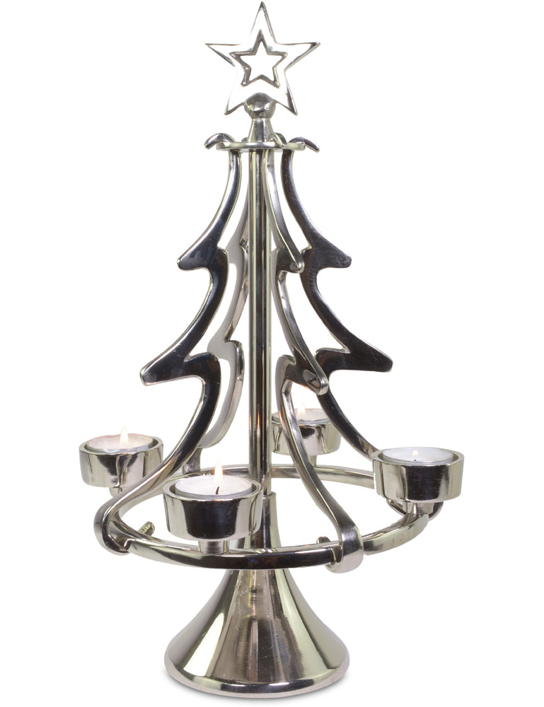 Weihnachtsdekoration Kerzenhalter Weihnachtsbaum Christbaum | Silber / Gold - Adventskranz Teelichter