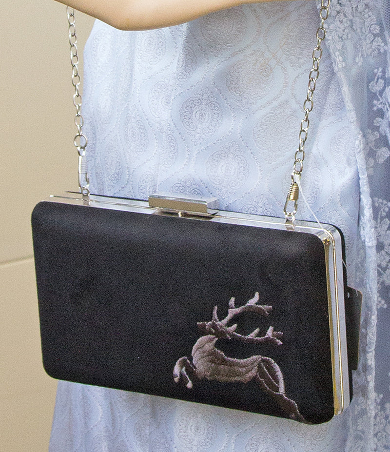 Handtasche mit Hirschstickerei | Clutch Rot