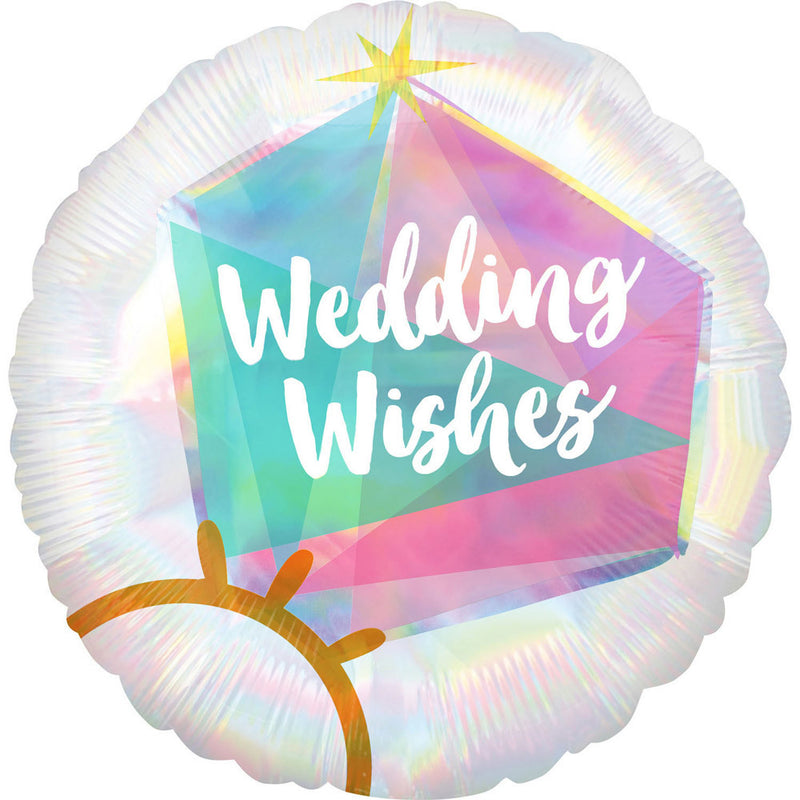 ABC18 Folienballon "Wedding Wishes" Irisierend | Ø 43 cm Weiß