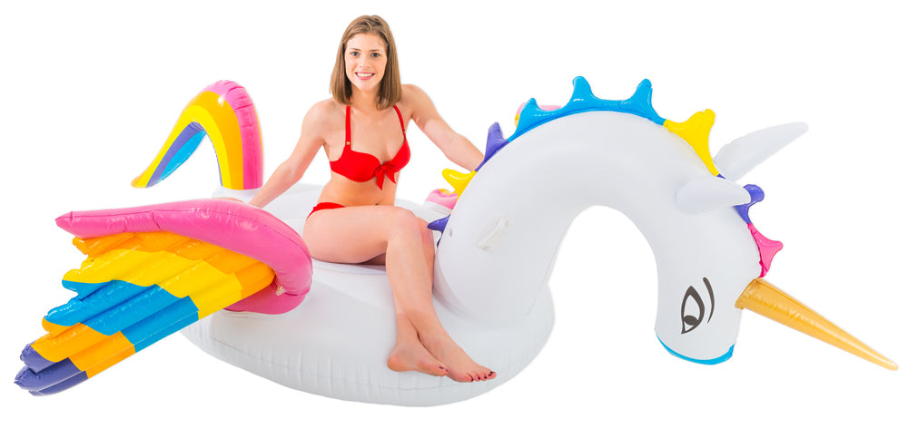 XXL Schwimmtier Regenbogen Einhorn  250 x 200 x 120 cm