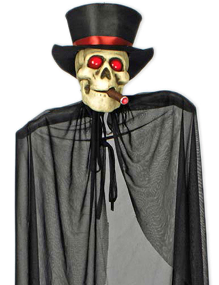 Geister Figur mit Totenkopf und Zylinder 150 cm | Halloween Dekoration