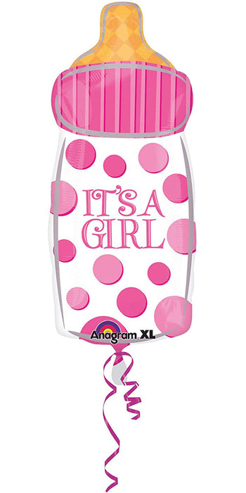 Shape Folienballon Babyflasche "It's a girl" | 25x58cm