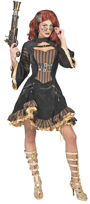Steampunk Kostüm "Sally" für Damen - Schwarz Braun | Party Kleid