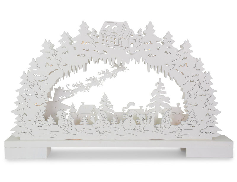 Riffelmacher Schwibbogen Winterlandschaft mit Schneemännern 44 x 25cm 76489 | Weiß