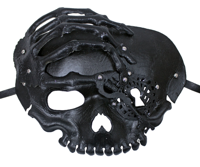 Steampunk Totenkopf Halbmaske mit Schlüssel - Schwarz