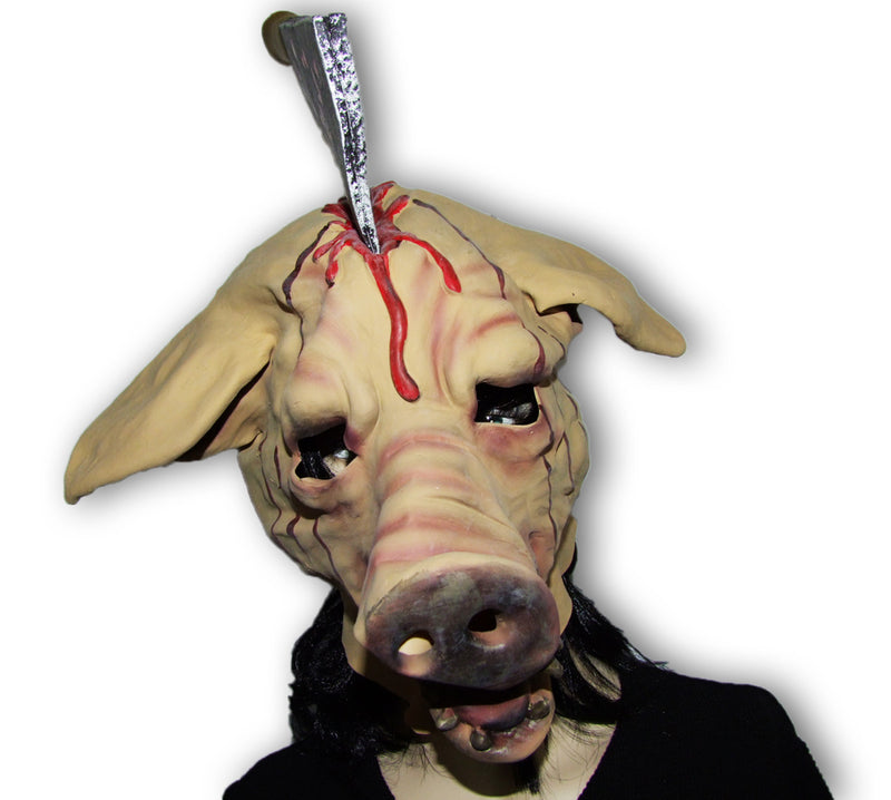 Halloween Grusel Maske Schwein mit Hackebeil